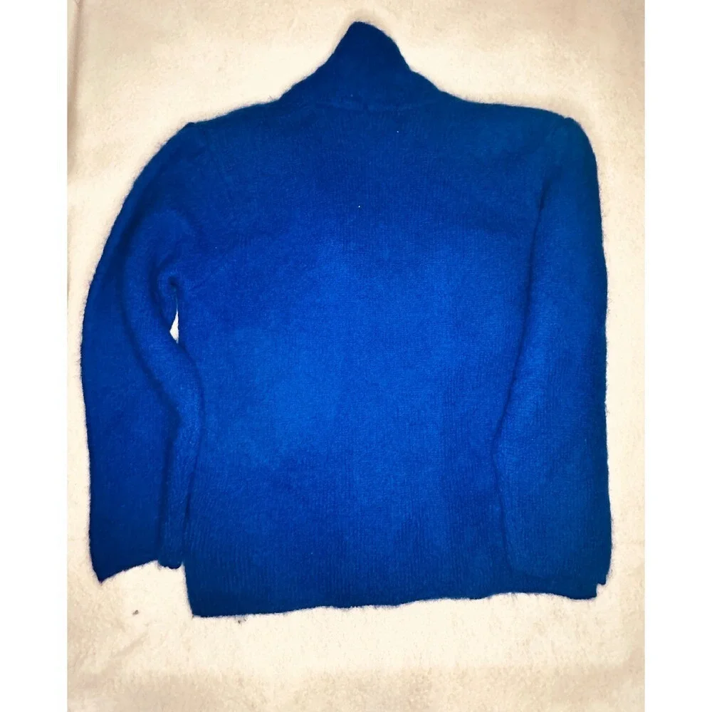 Pascali Mohair Blend Cardigan Electric Blue‎ Single Button Vintage Sweater Large - Picture 8 of 10